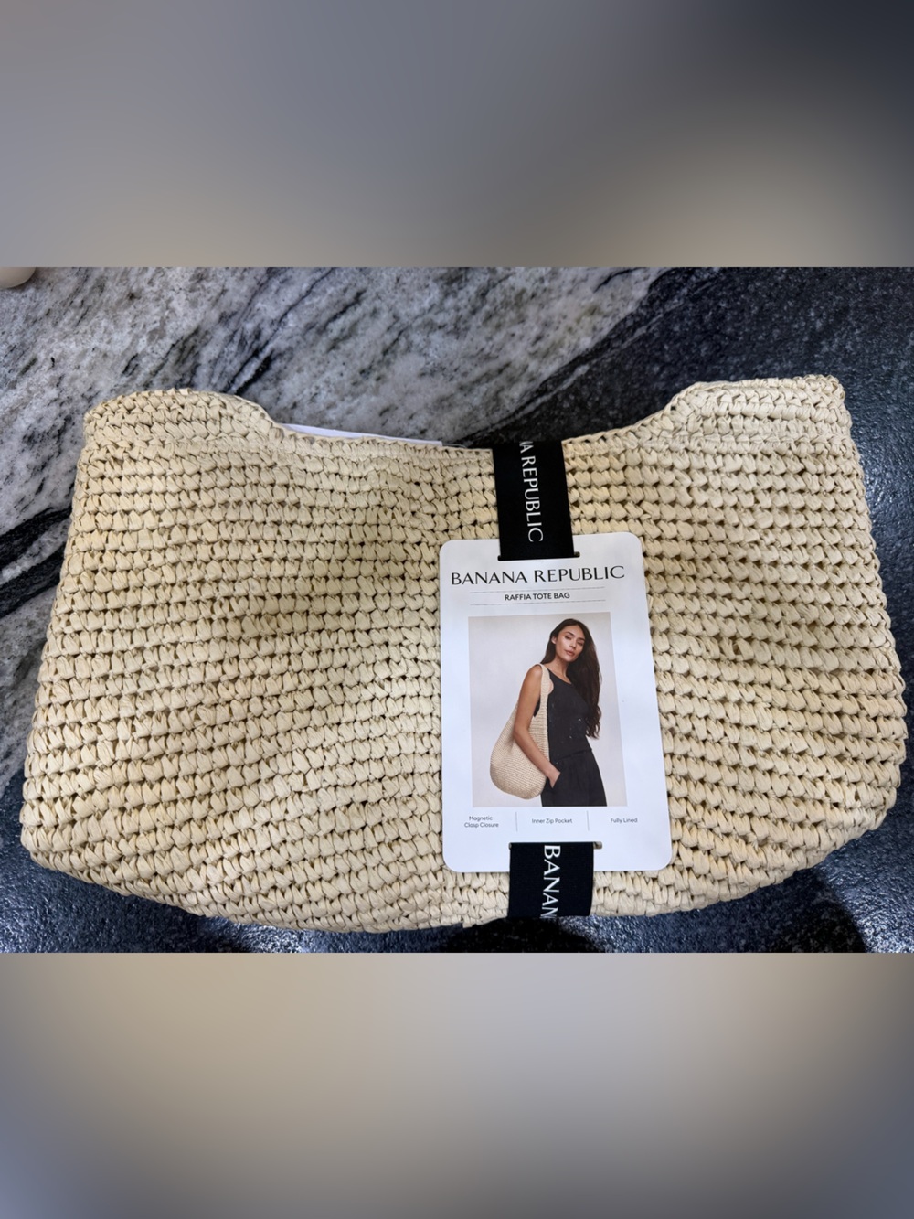 Banana Republic Natural Raffia Woven Tote